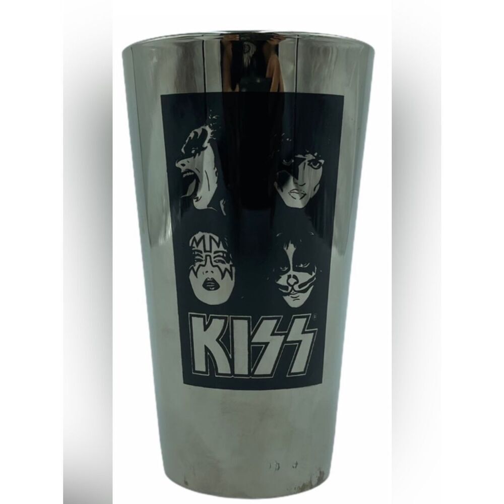 KISS Collectible 2003 Chrome Glass Black & Silver Logo